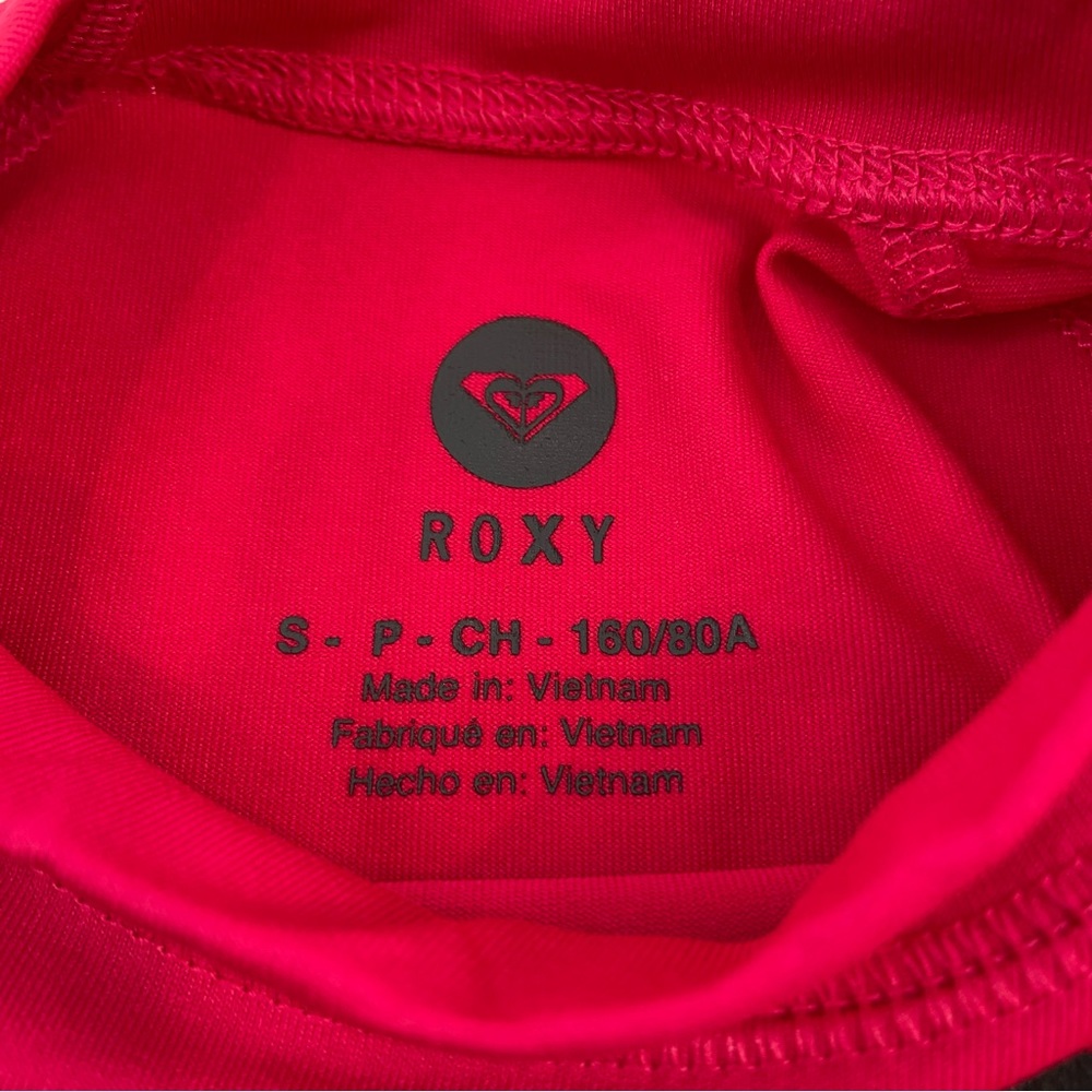 NWT Roxy Hot Pink Black UPF 50 Whole Hearted Short Sleeve Rashguard Size Small - Picture 9 of 11